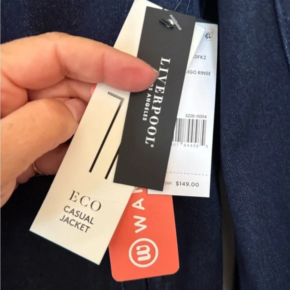 Liverpool ECO line denim Jacket NWT hooded - Picture 4 of 6